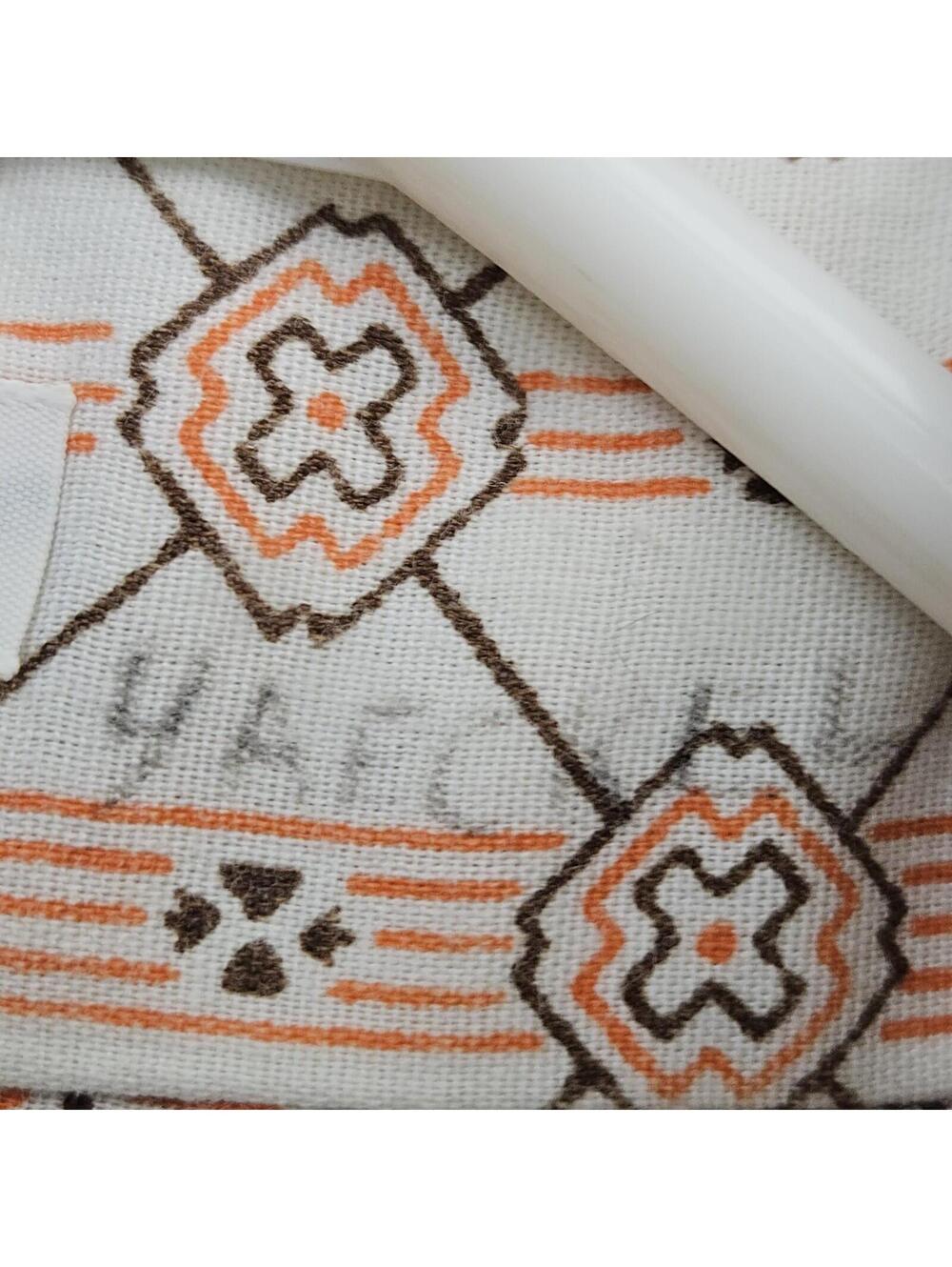 70's Vintage Shirt 17-36 Julliard Orange All Over Print Geometric w/Collar Stays - Picture 9 of 15